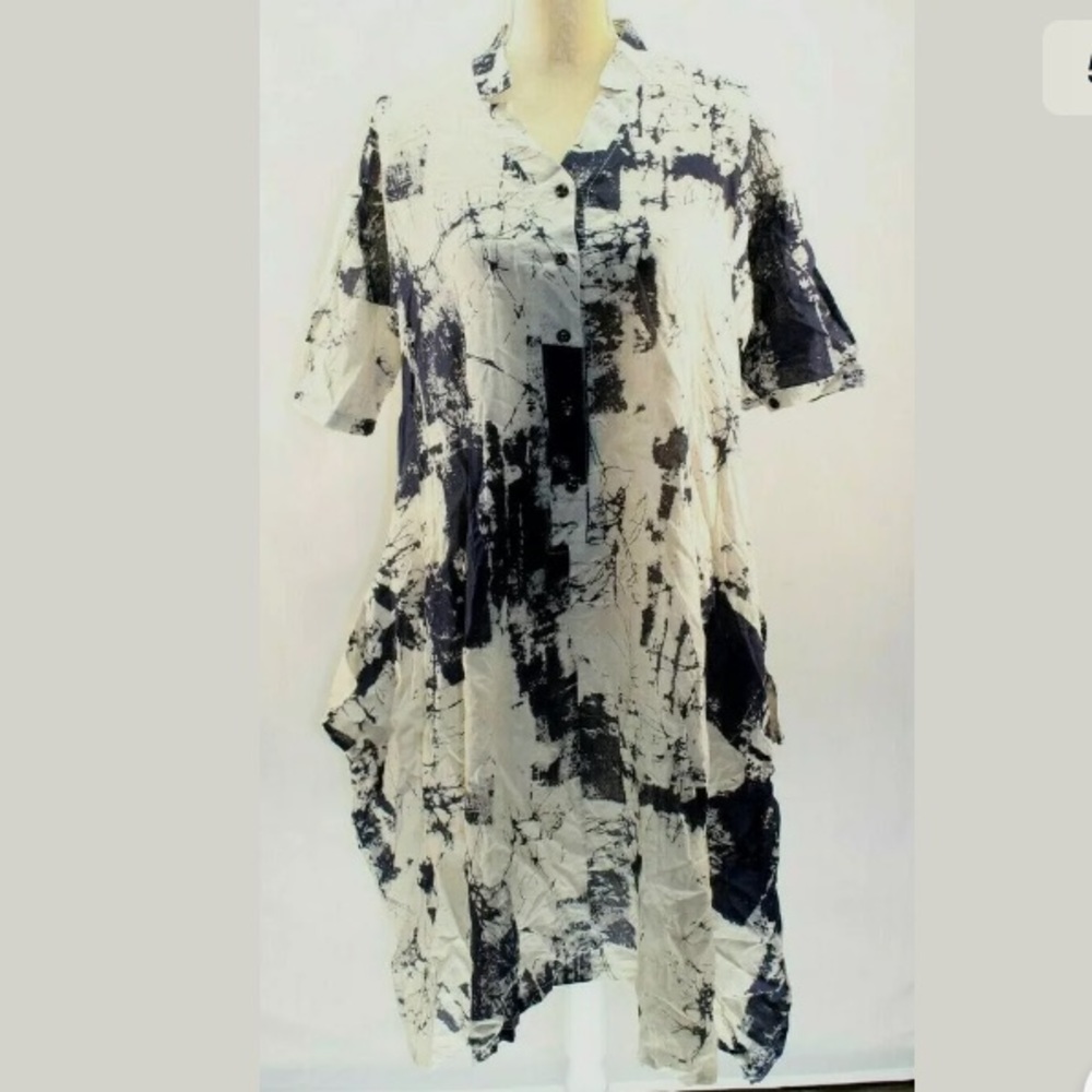 Amato Rizzi Dress Ink Abstract Button-Up Maxi - Picture 5 of 7